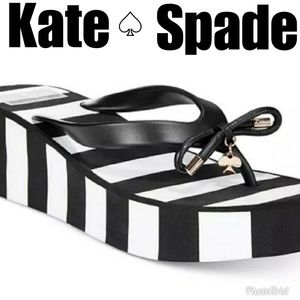 ♤Kate Spade Patform Black & White Wedge Sandles